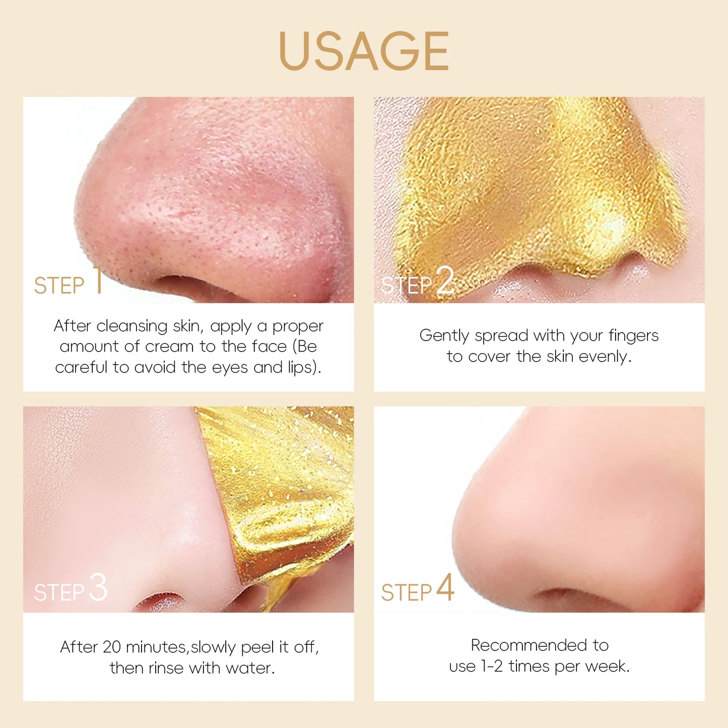 Laikou 24K Gold Snail Peel Off Mask 3 Piece Detoxifying