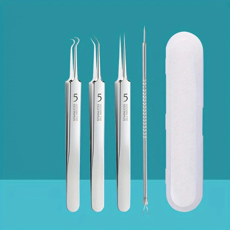 Stainless Steel Skin Care Tool Set Blackhead Pimple Removal 4 7 8 Pieces