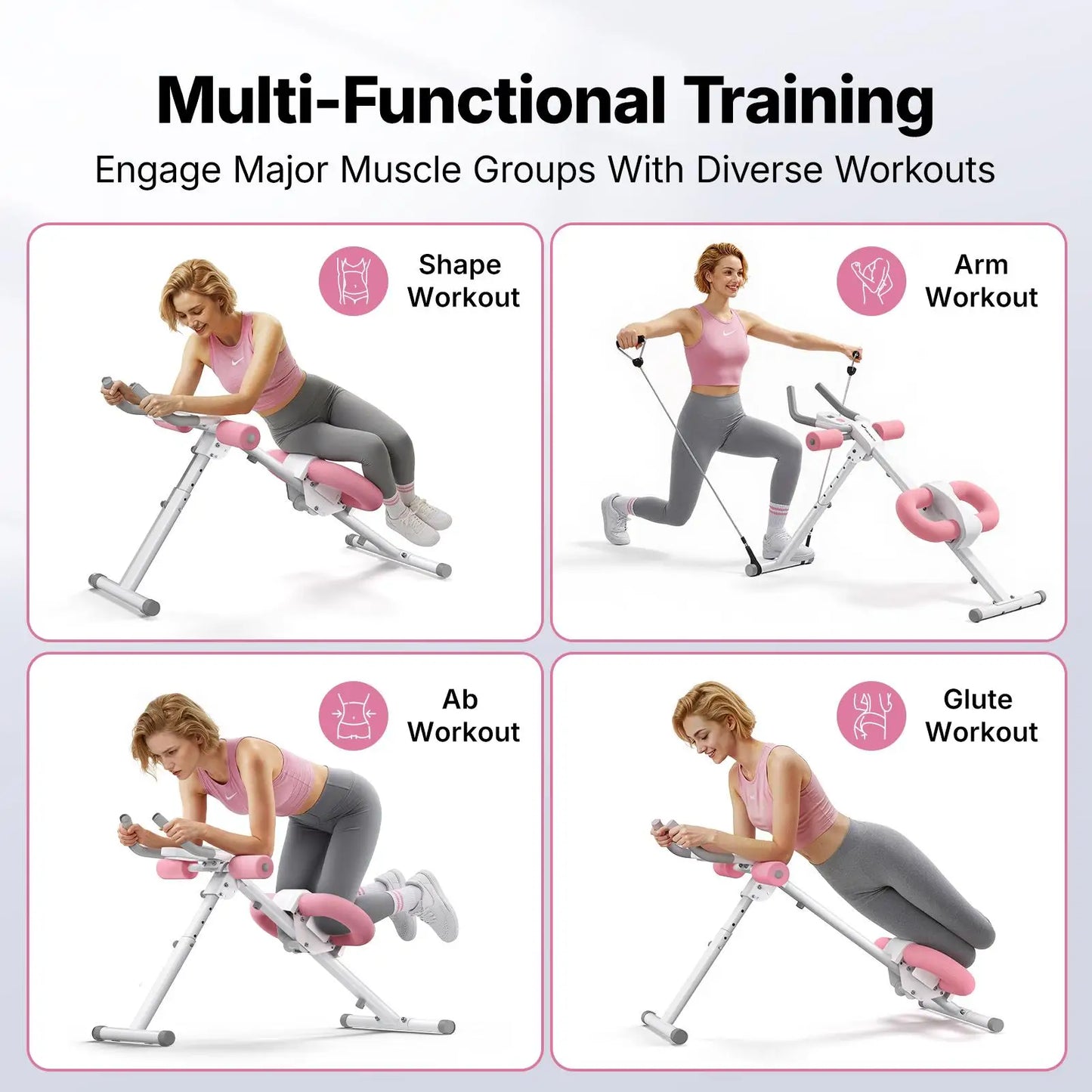 Foldable Abdominal Trainer With LCD Monitor 10 Level Adjustable Resistance