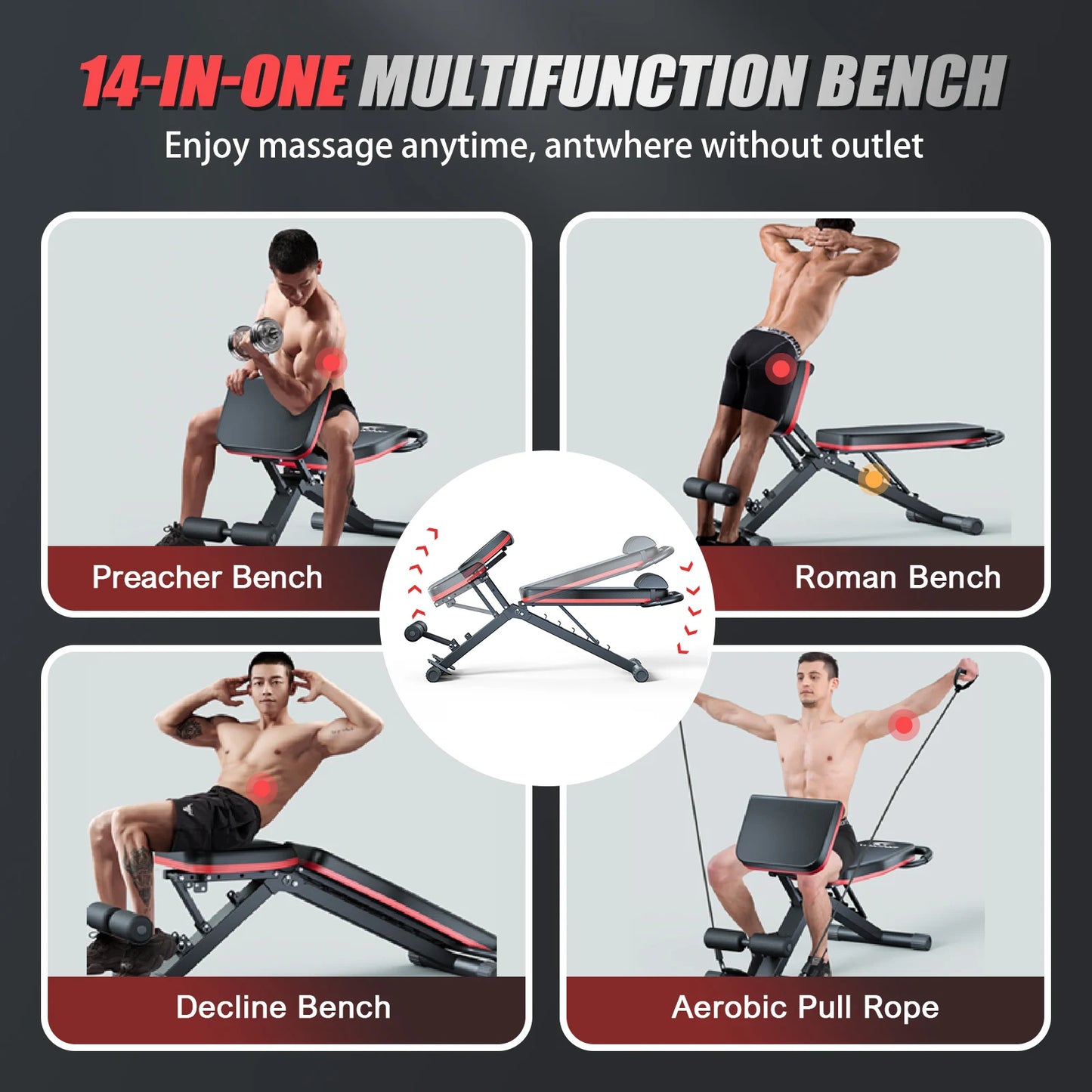 Adjustable Weight Bench Foldable Incline Decline For Home Gym