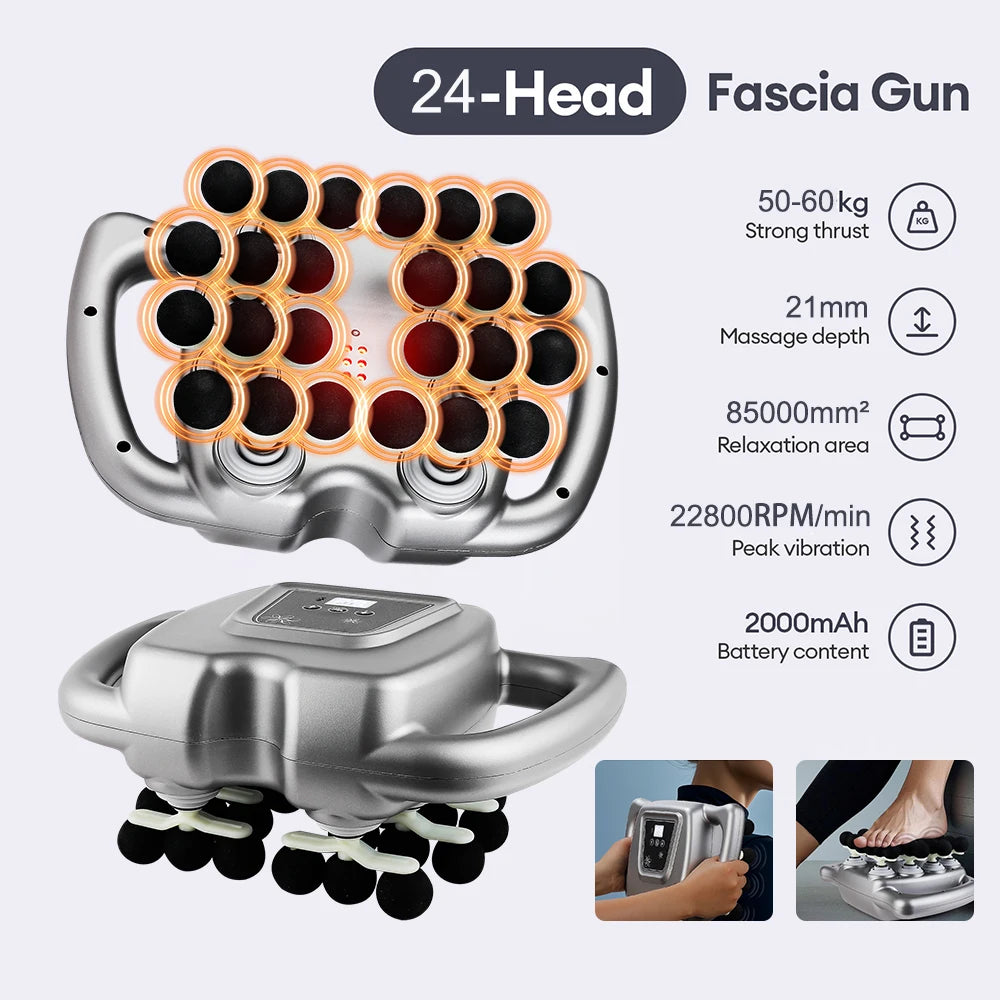 Foreverlily Fascia Gun 24-Head High Frequency Massage 9 Modes