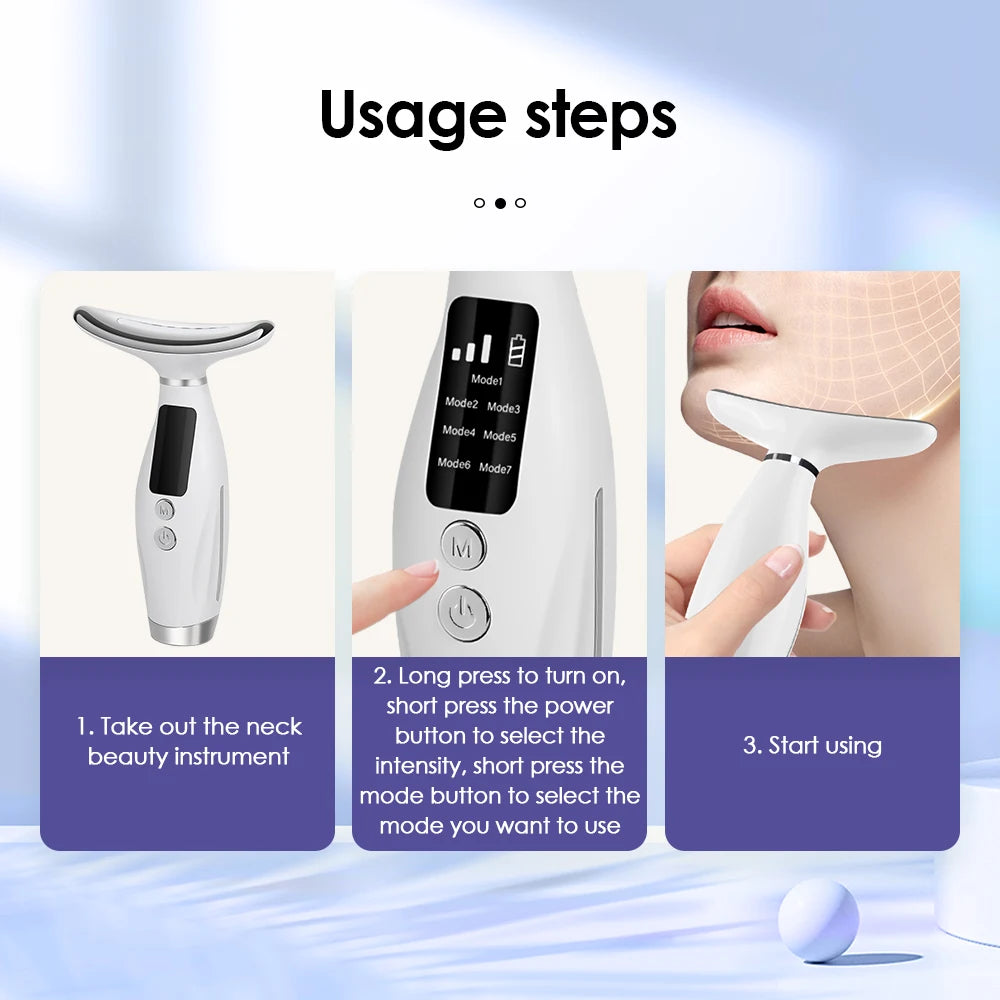 Neck Face Lifting Massager LED Photon Therapy Skin Tightening Device