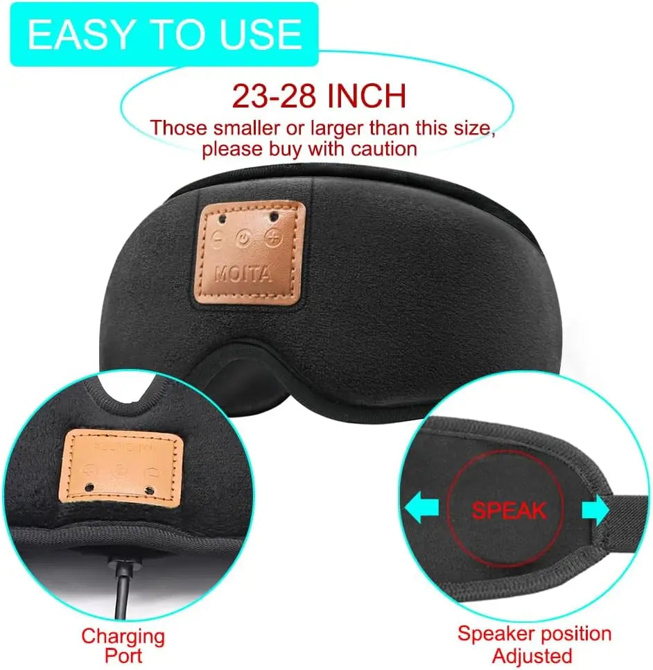 3D Sleep Mask With Built-In Sponge Speakers Bluetooth Headphones