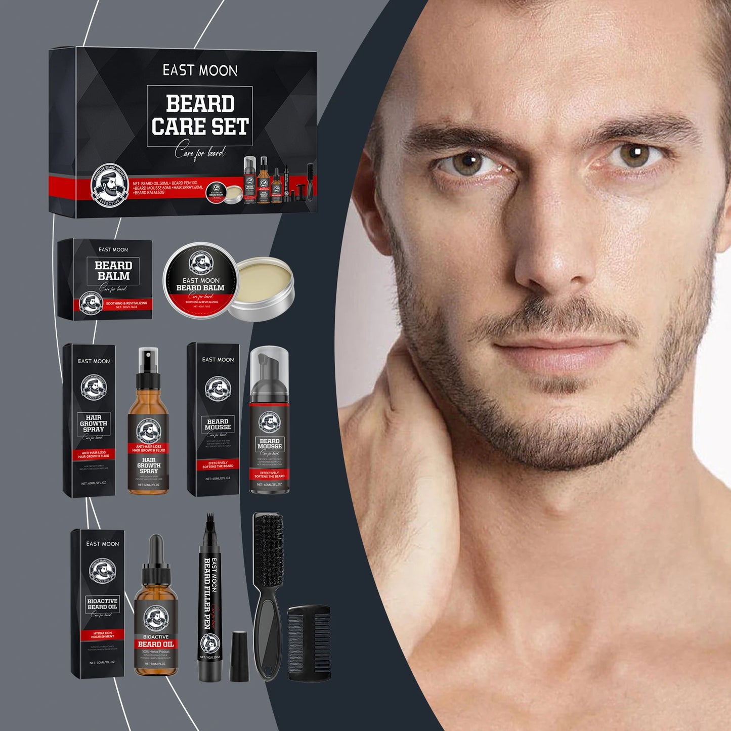East Moon Sandalwood Beard Care Set Moisturizing Balm