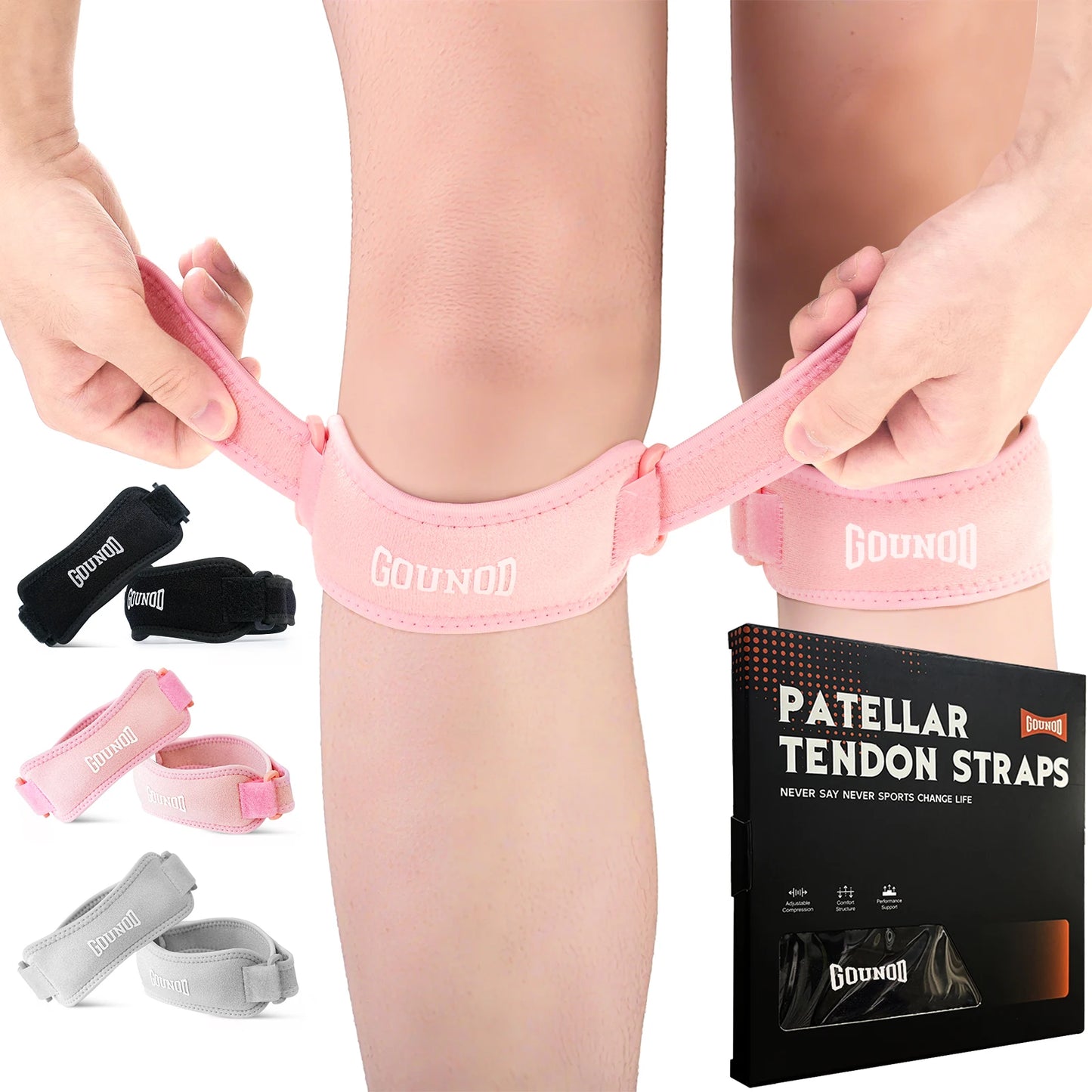 GOUNOD Patella Knee Straps Adjustable For Pain Relief And Support