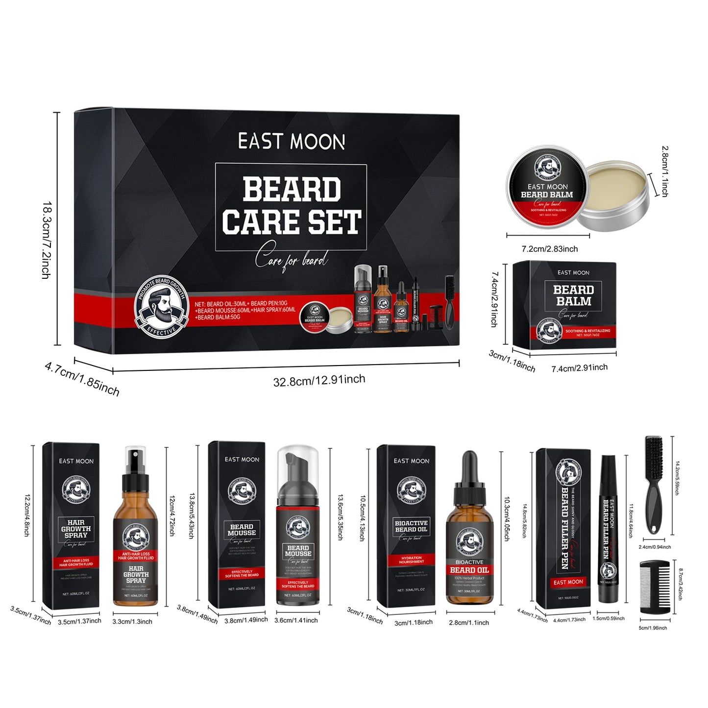 East Moon Sandalwood Beard Care Set Moisturizing Balm