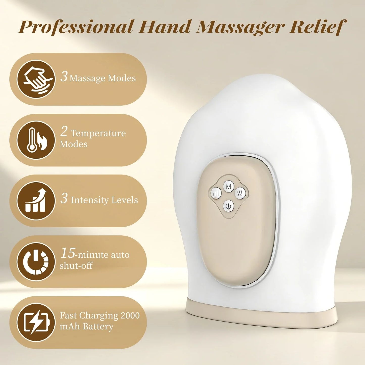 Jitesy 3D Hand Massager With Heat And Compression Cordless Rechargeable