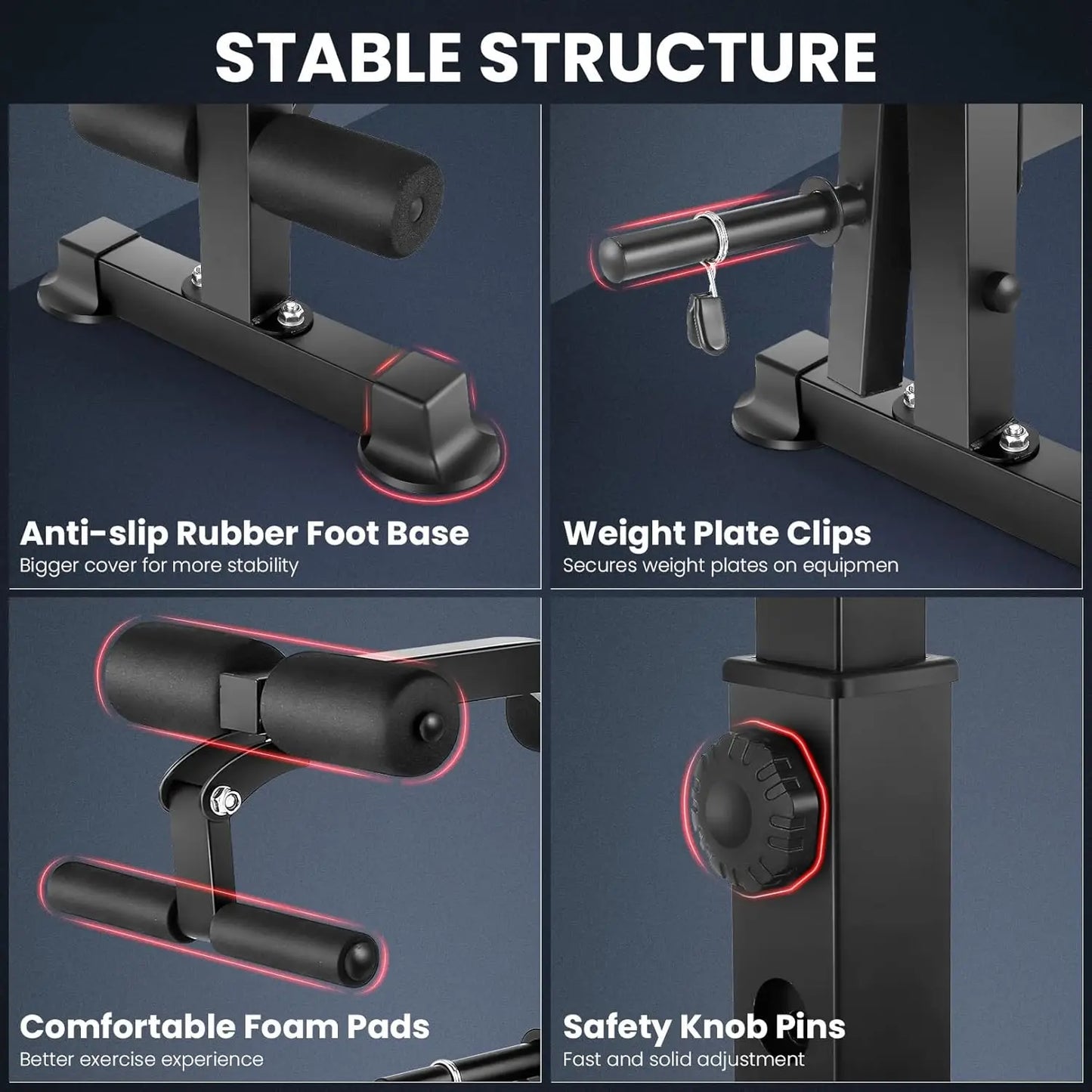 Six In One Weight Bench System With Squat Rack Barbell