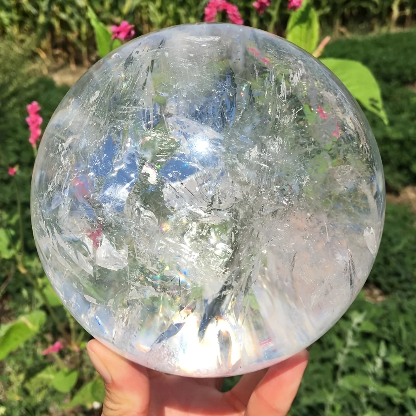 CrystalHola Clear Quartz Crystal Sphere Polished Ball For Home Decor Gift