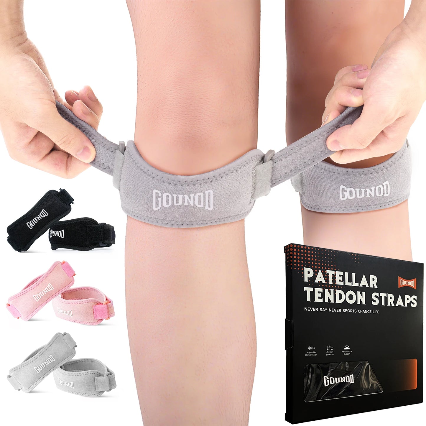 GOUNOD Patella Knee Straps Adjustable For Pain Relief And Support
