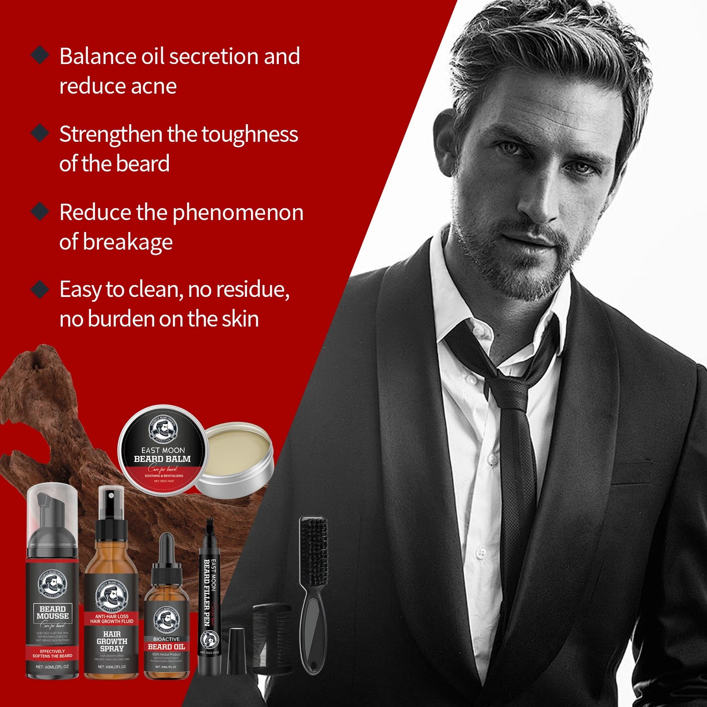 East Moon Sandalwood Beard Care Set Moisturizing Balm