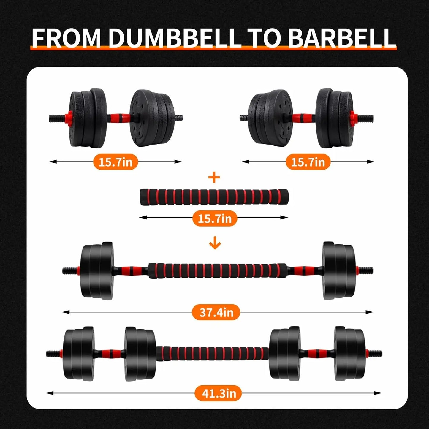 Adjustable Dumbbell Barbell Set 5 44 Lbs Anti Slip Grip