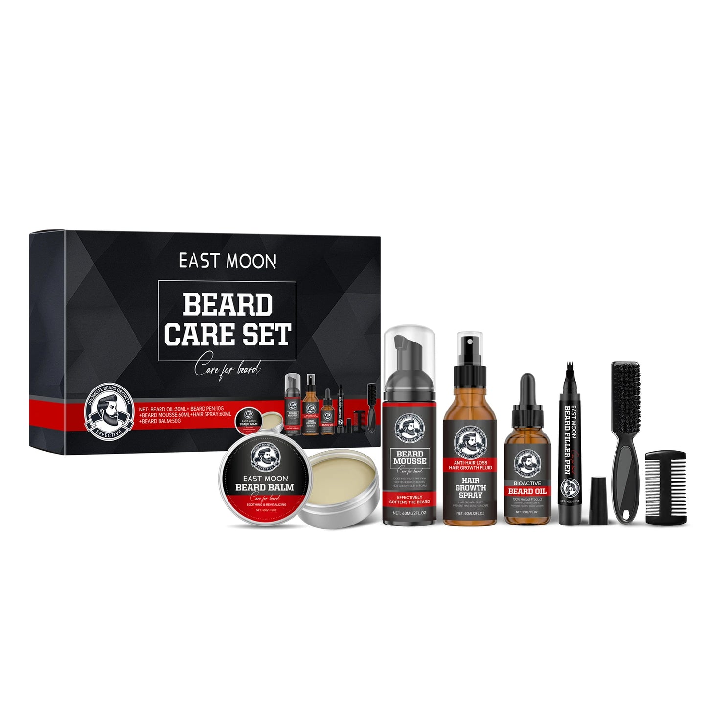 East Moon Sandalwood Beard Care Set Moisturizing Balm
