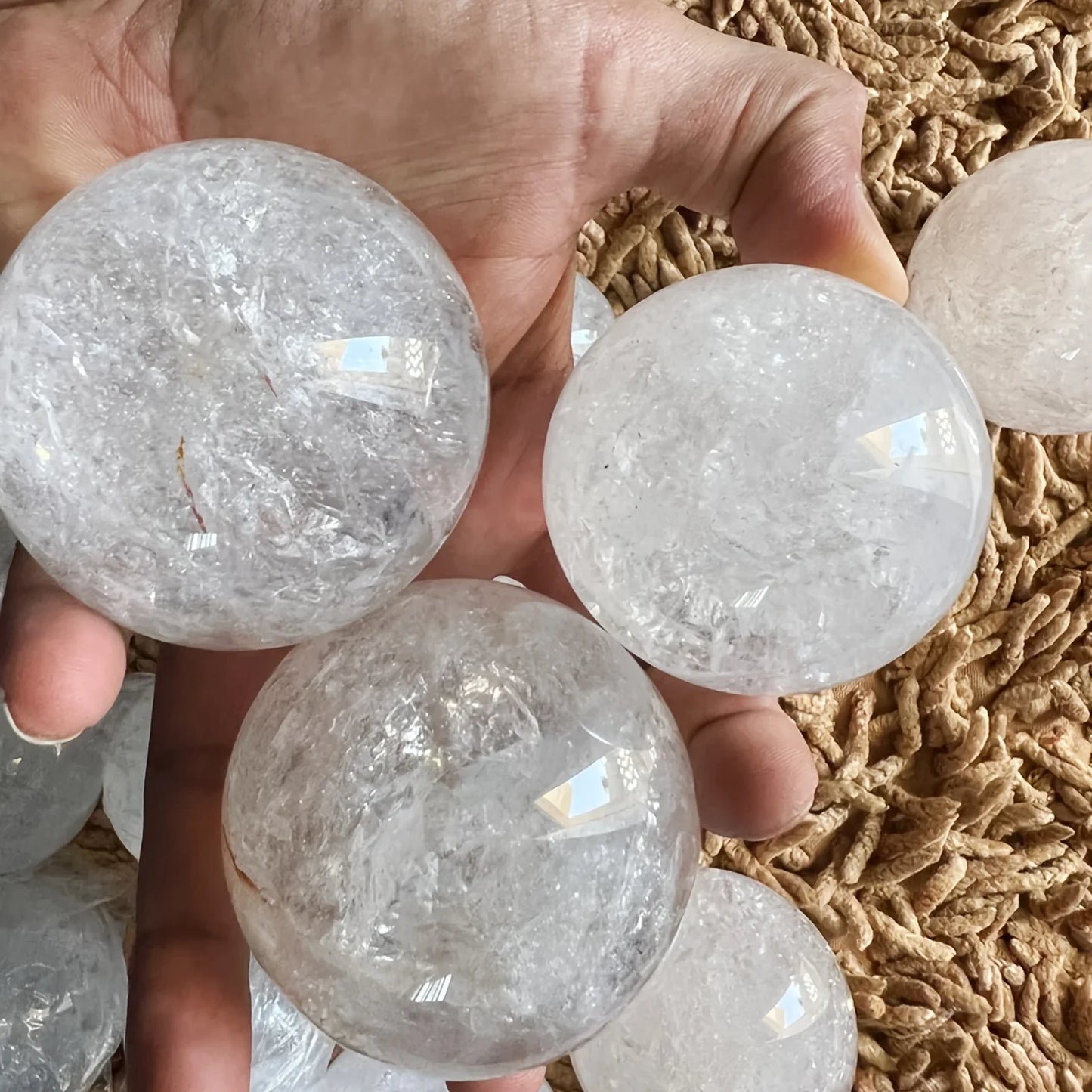 CrystalHola Clear Quartz Crystal Sphere Polished Ball For Home Decor Gift