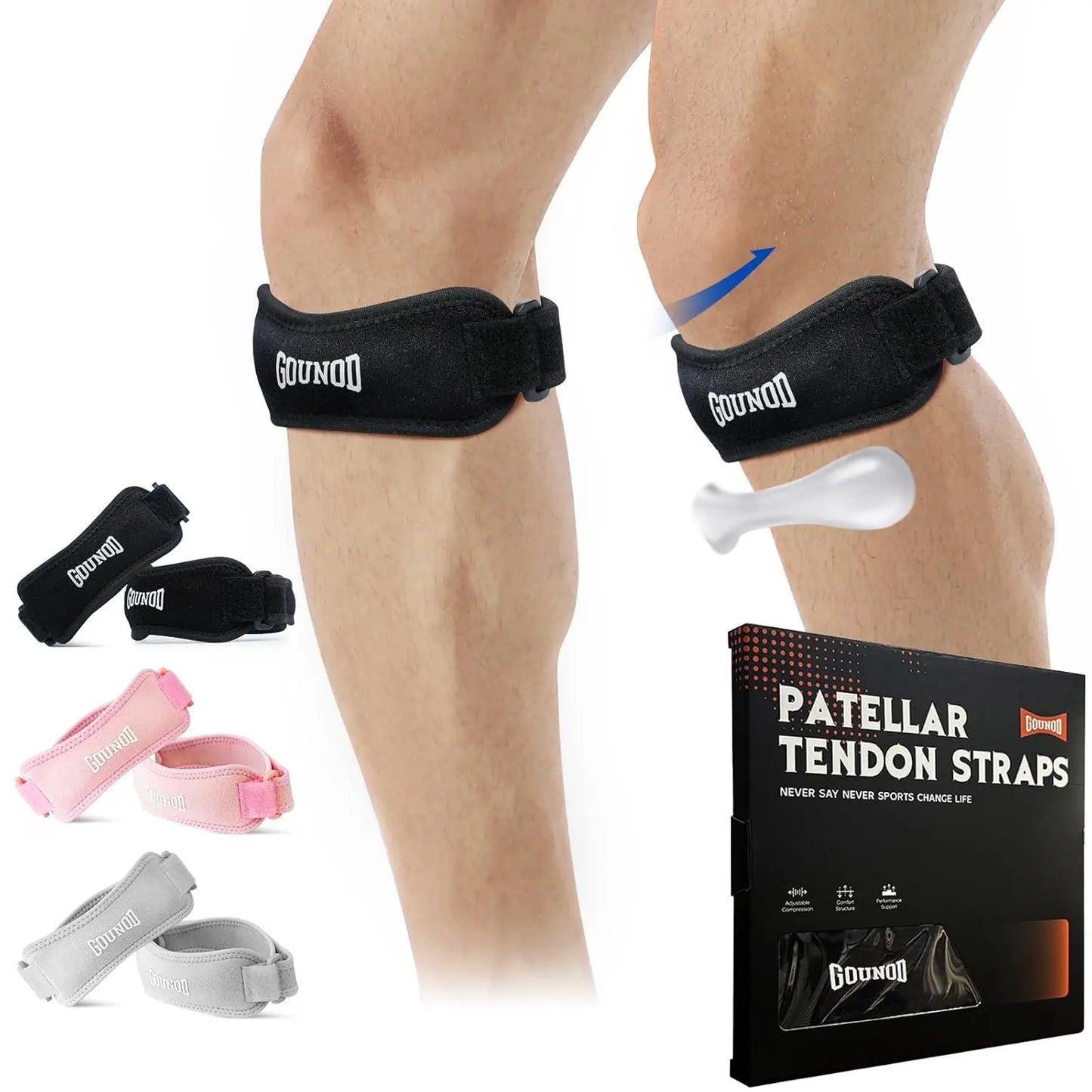 GOUNOD Patella Knee Straps Adjustable For Pain Relief And Support