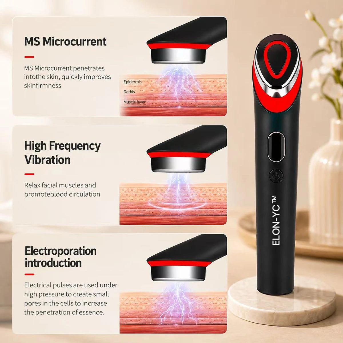 7 Colors EMS Face Massager Microcurrent Beauty Device For Skin