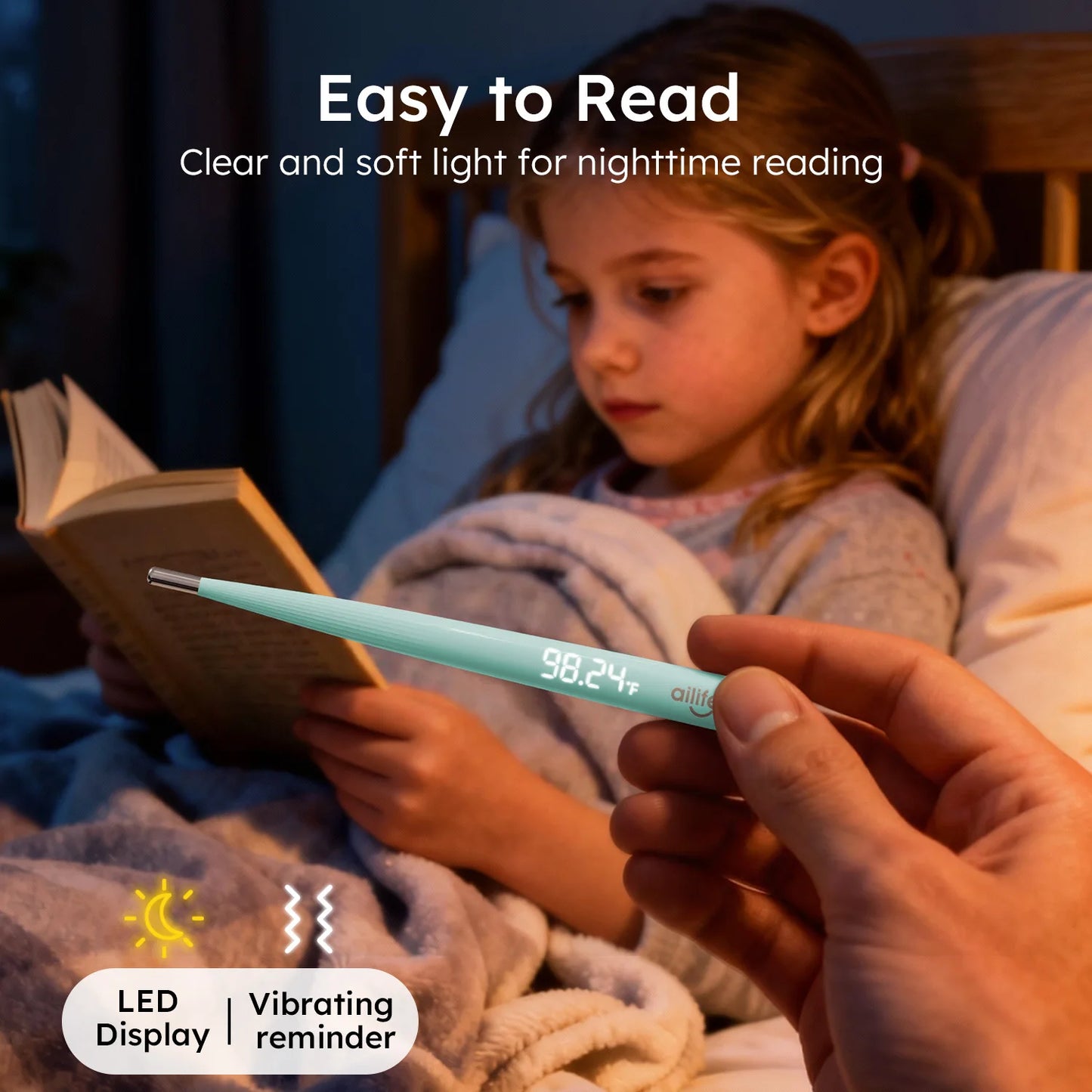 AILIFEE Rechargeable Oral Digital Thermometer Fast Reading With LED Display