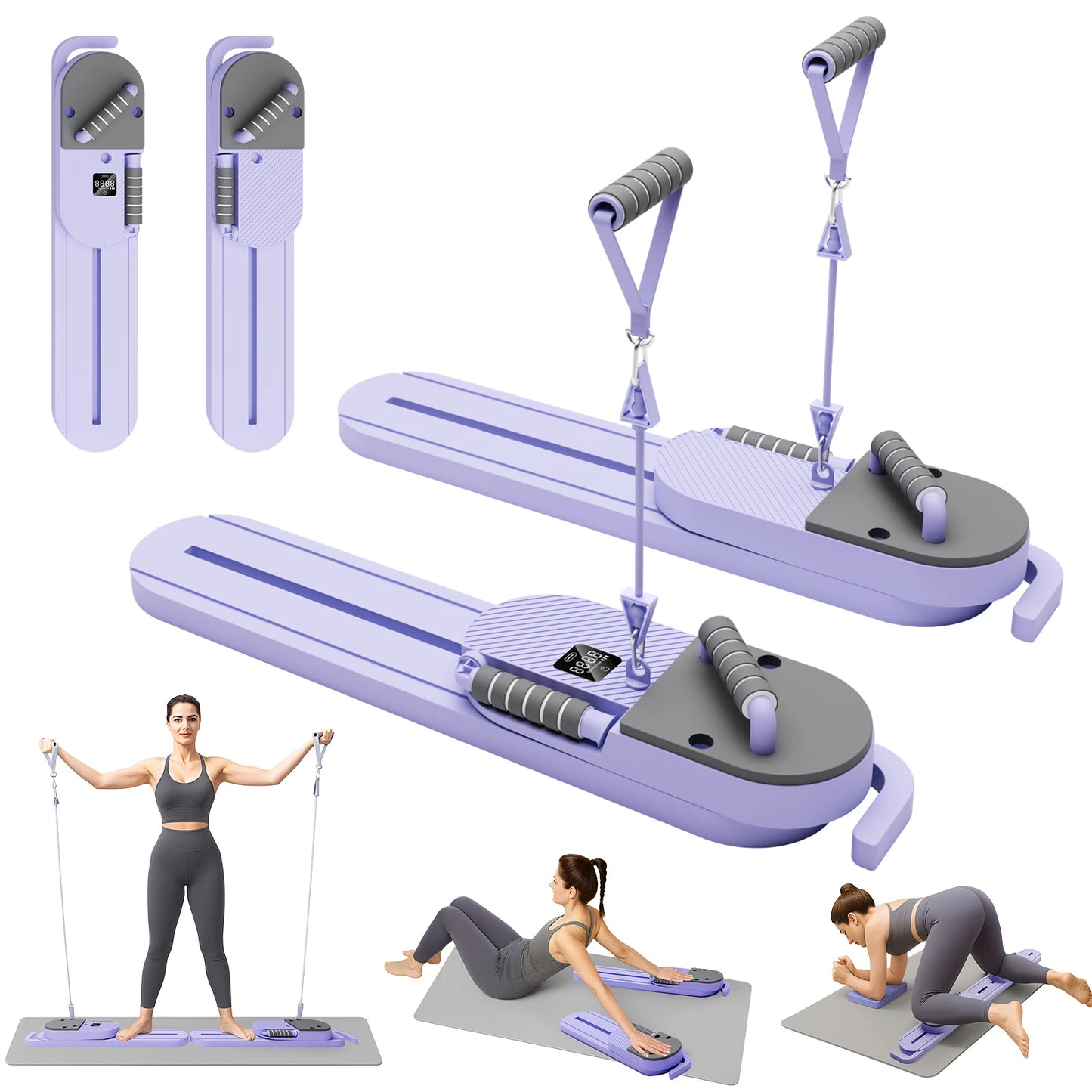 Pilates Reformer AB Board Portable Split Resistance Gym With LCD Display
