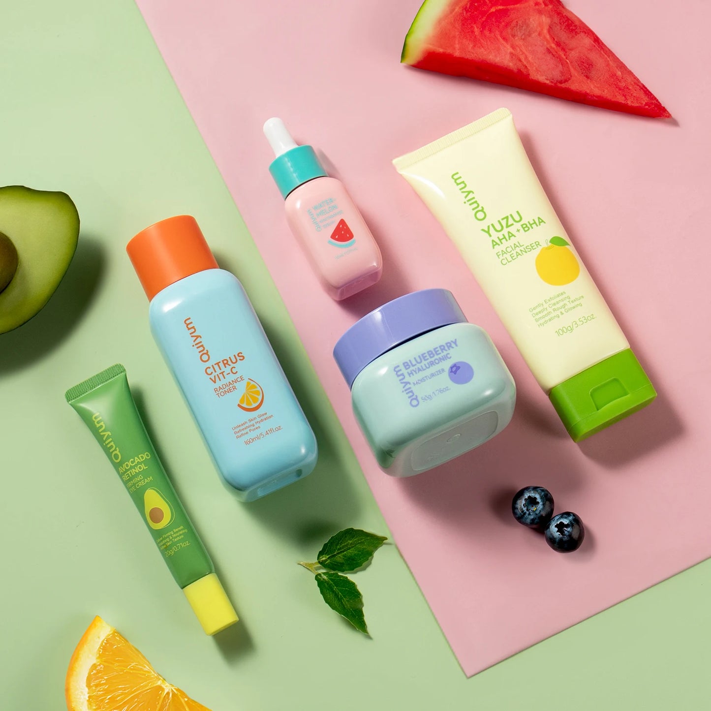 QUIYUM Fruit Fresh 5 Piece Skincare Set Brightening Hydrating
