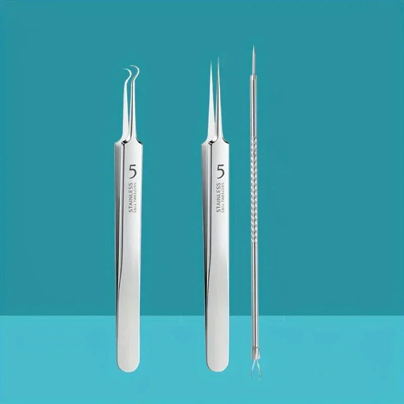 Stainless Steel Skin Care Tool Set Blackhead Pimple Removal 4 7 8 Pieces