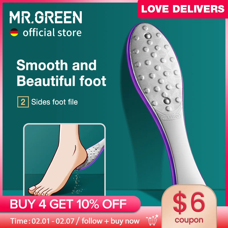 MR.GREEN Professional Two Sides Pedicure Foot File Set Stainless Steel