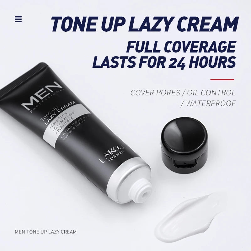 LAIKOU Men Skincare Set 4Piece Lazy Cream Cleanser Toner Lotion