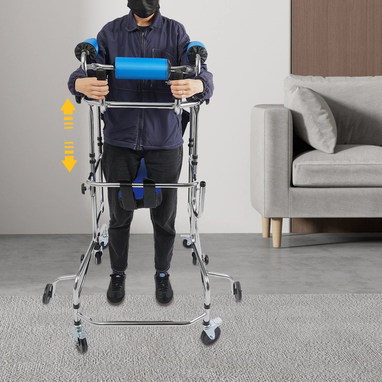 Rollator Walker 8 Wheel Mobility Aid Elderly Rehabilitation With Brakes