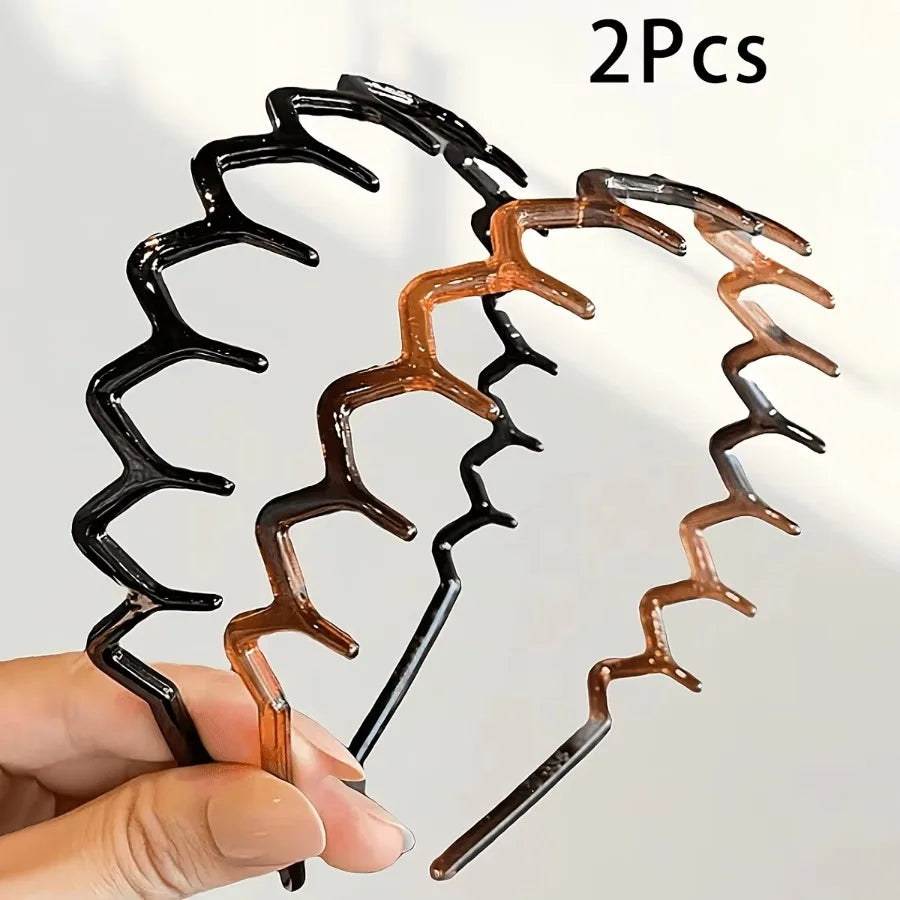 Wavy Tooth Headbands For Women Non Slip Serrated Hair Hoop Two Pack