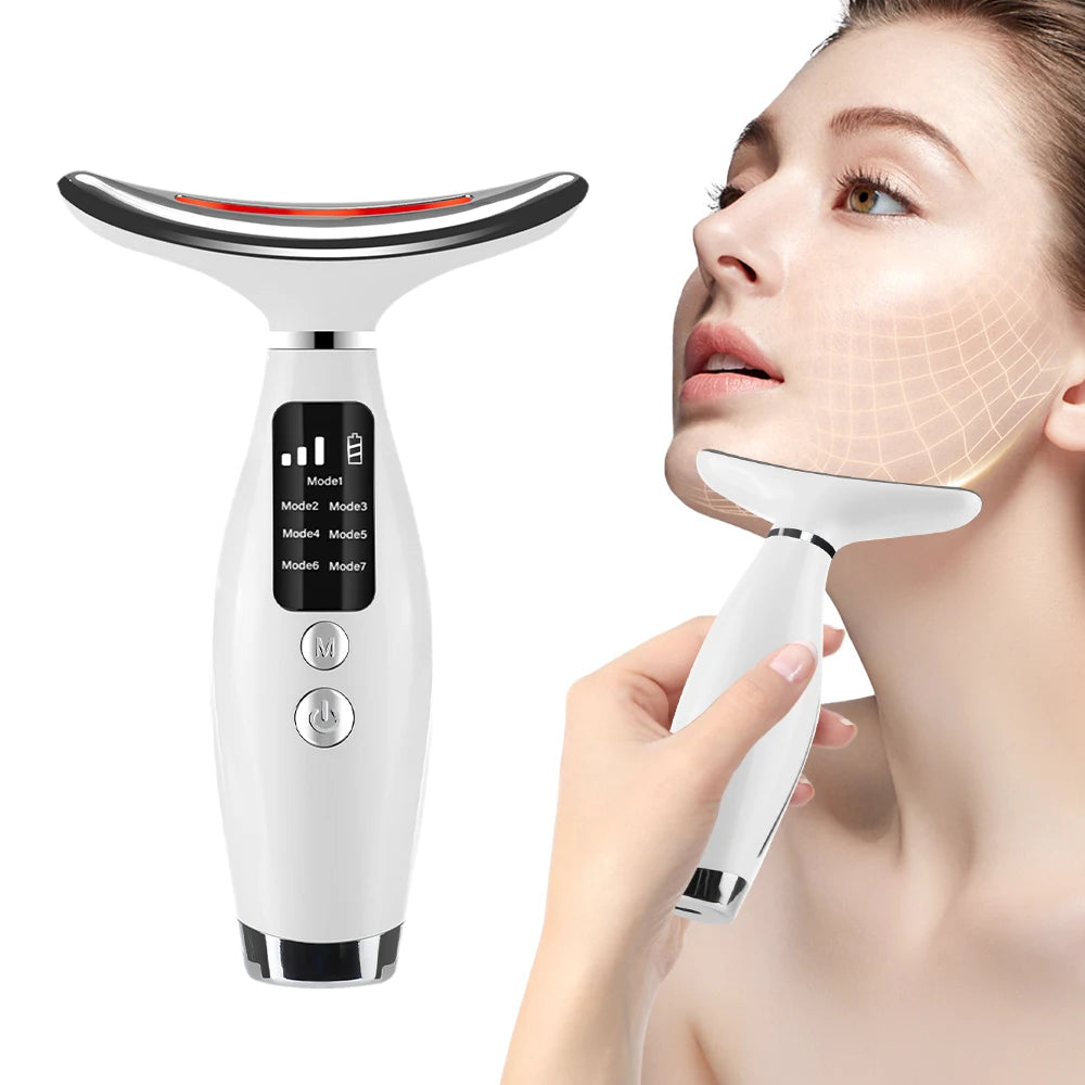 Neck Face Lifting Massager LED Photon Therapy Skin Tightening Device