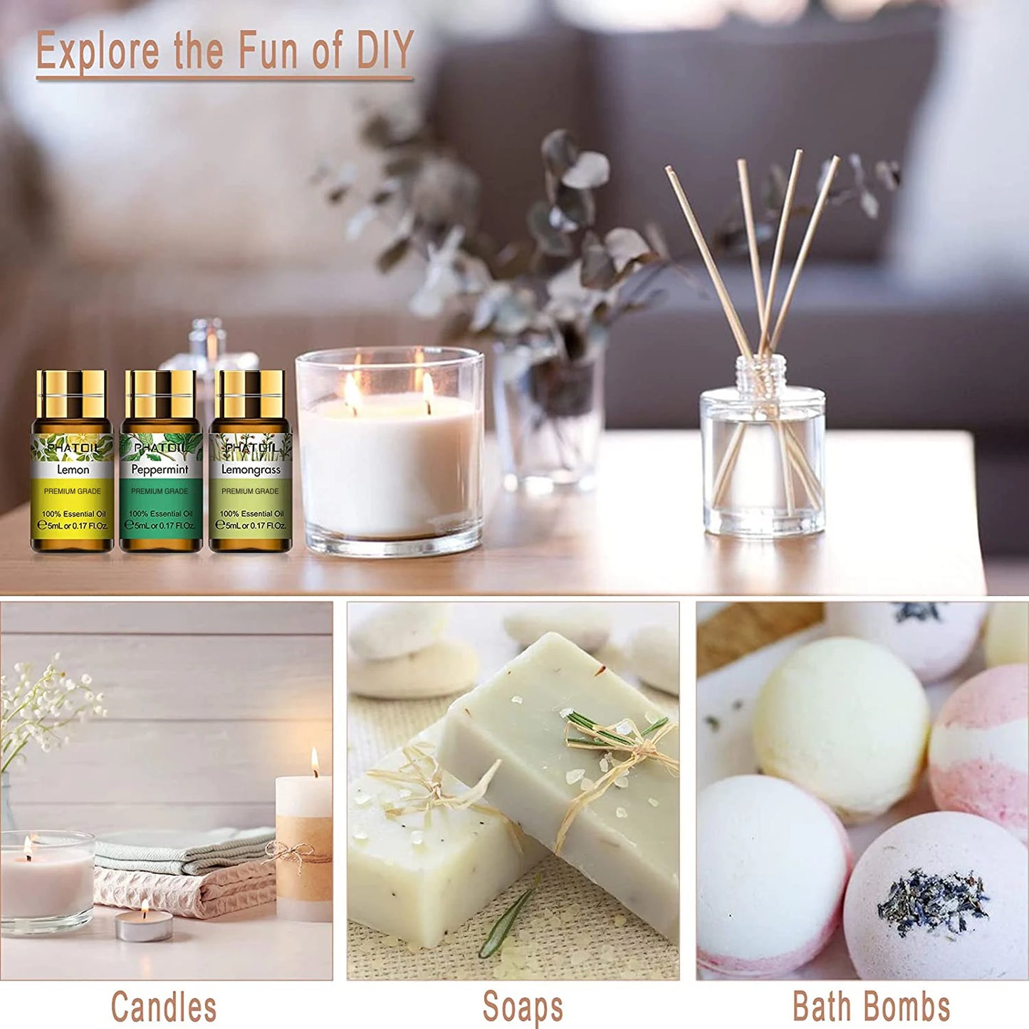 PHATOIL 12pc Gift Box Essential Oils Set For Diffusers