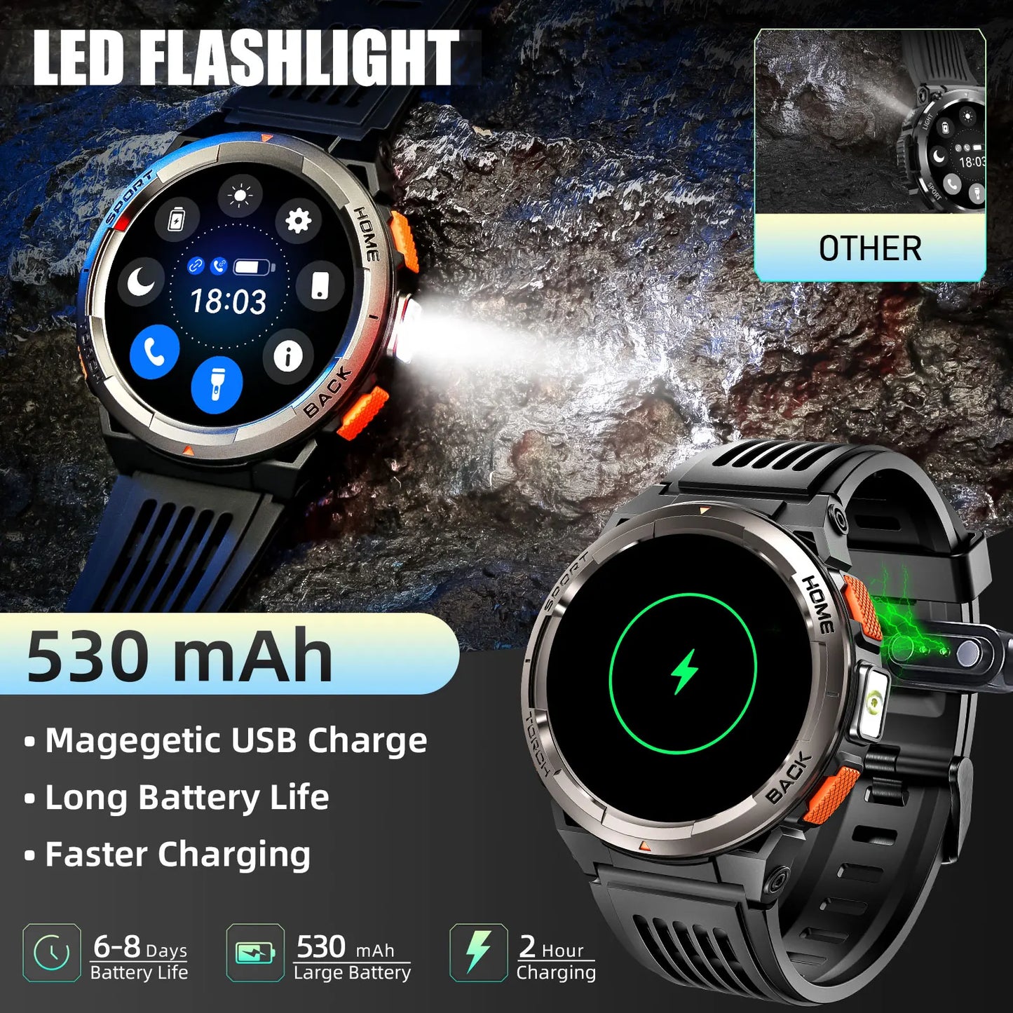 EIGIIS KE5 Smart Watch 3ATM Waterproof Compass Altimeter Barometer
