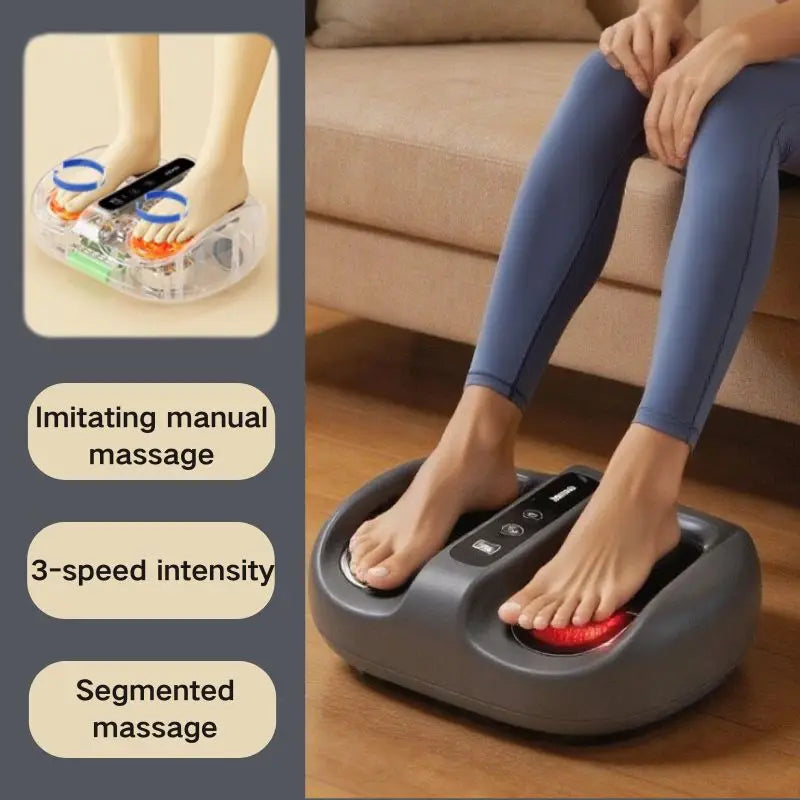 Mini Finger Press Foot Massager With Hot Compress Deep Kneading Vibration