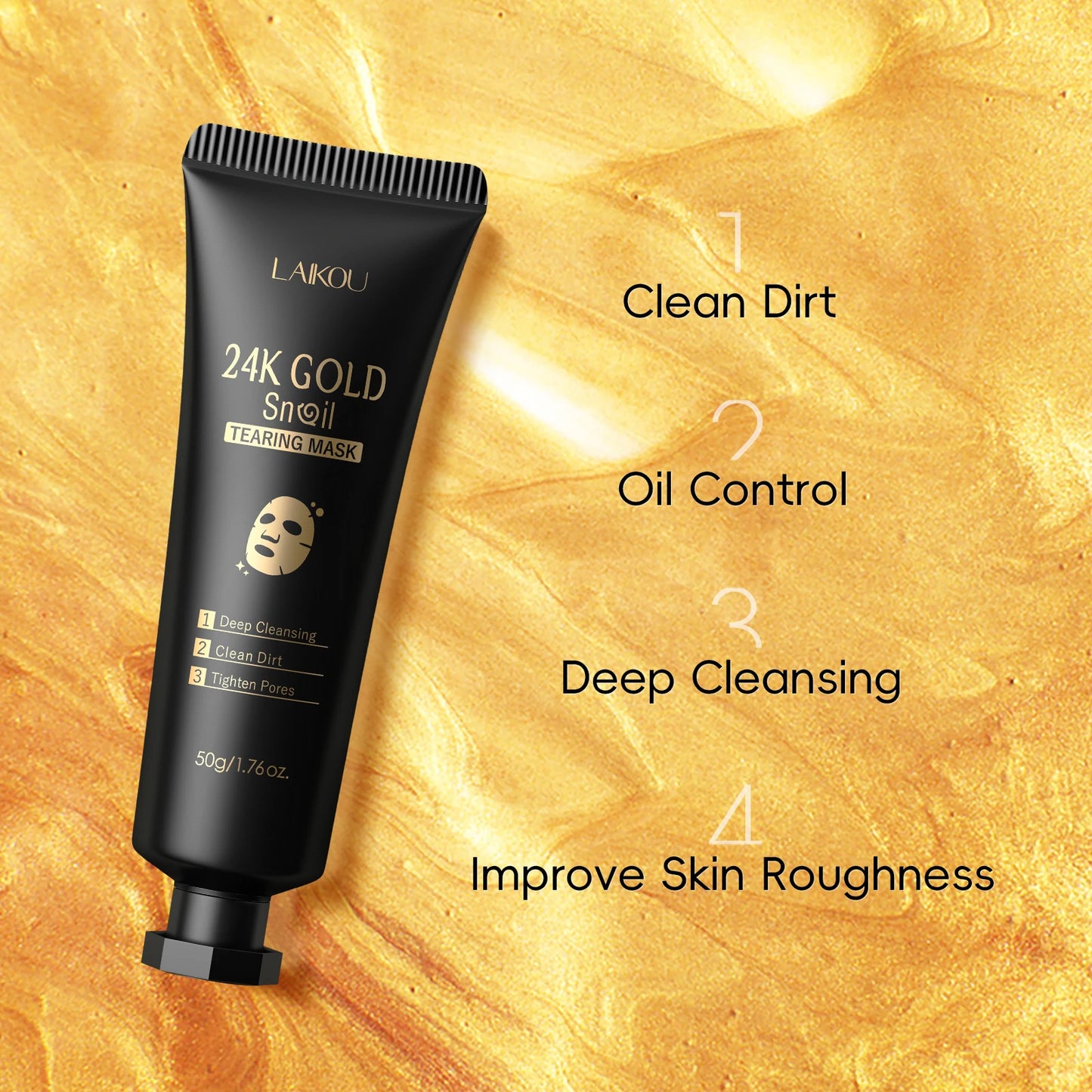 Laikou 24K Gold Snail Peel Off Mask 3 Piece Detoxifying