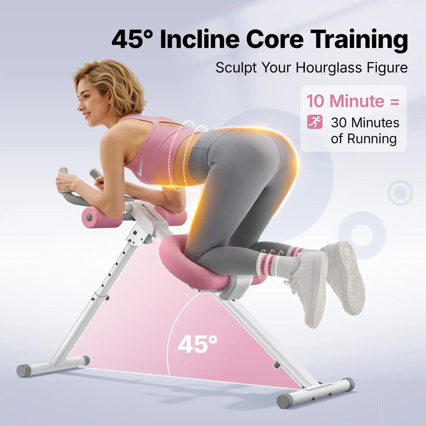 Foldable Abdominal Trainer With LCD Monitor 10 Level Adjustable Resistance