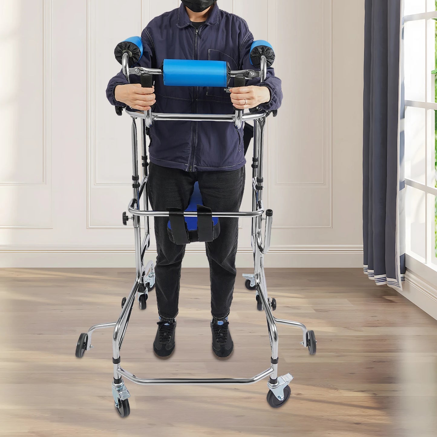 Rollator Walker 8 Wheel Mobility Aid Elderly Rehabilitation With Brakes