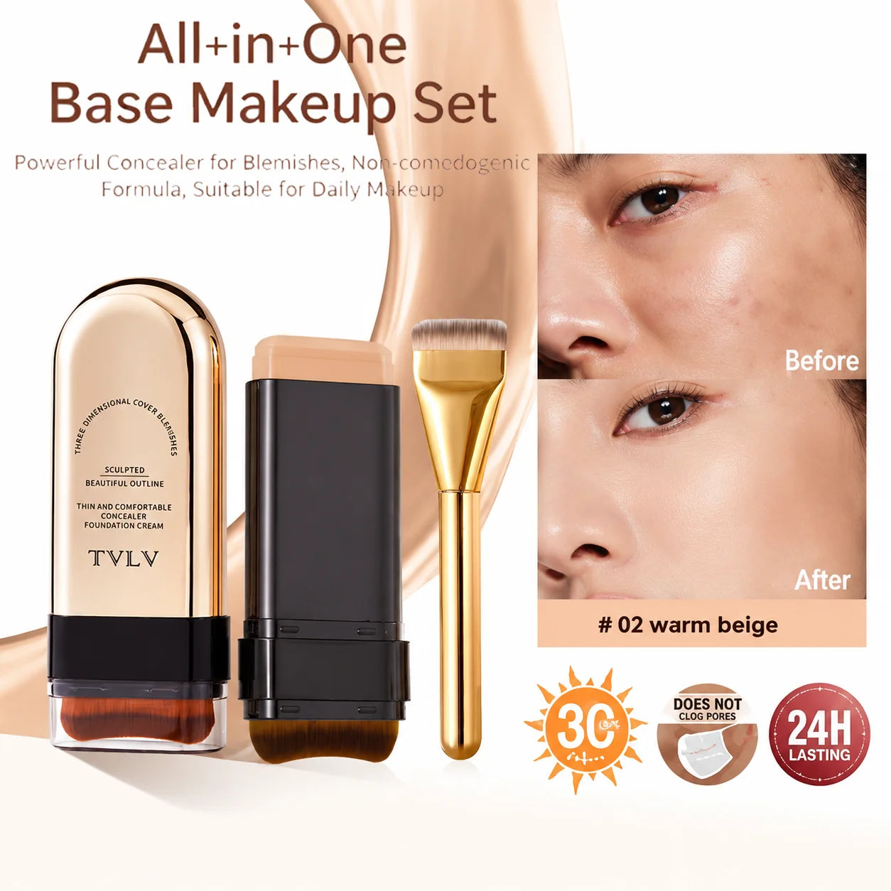 4 In 1 Makeup Bundle Hydrating Primer Gel Foundation Brush
