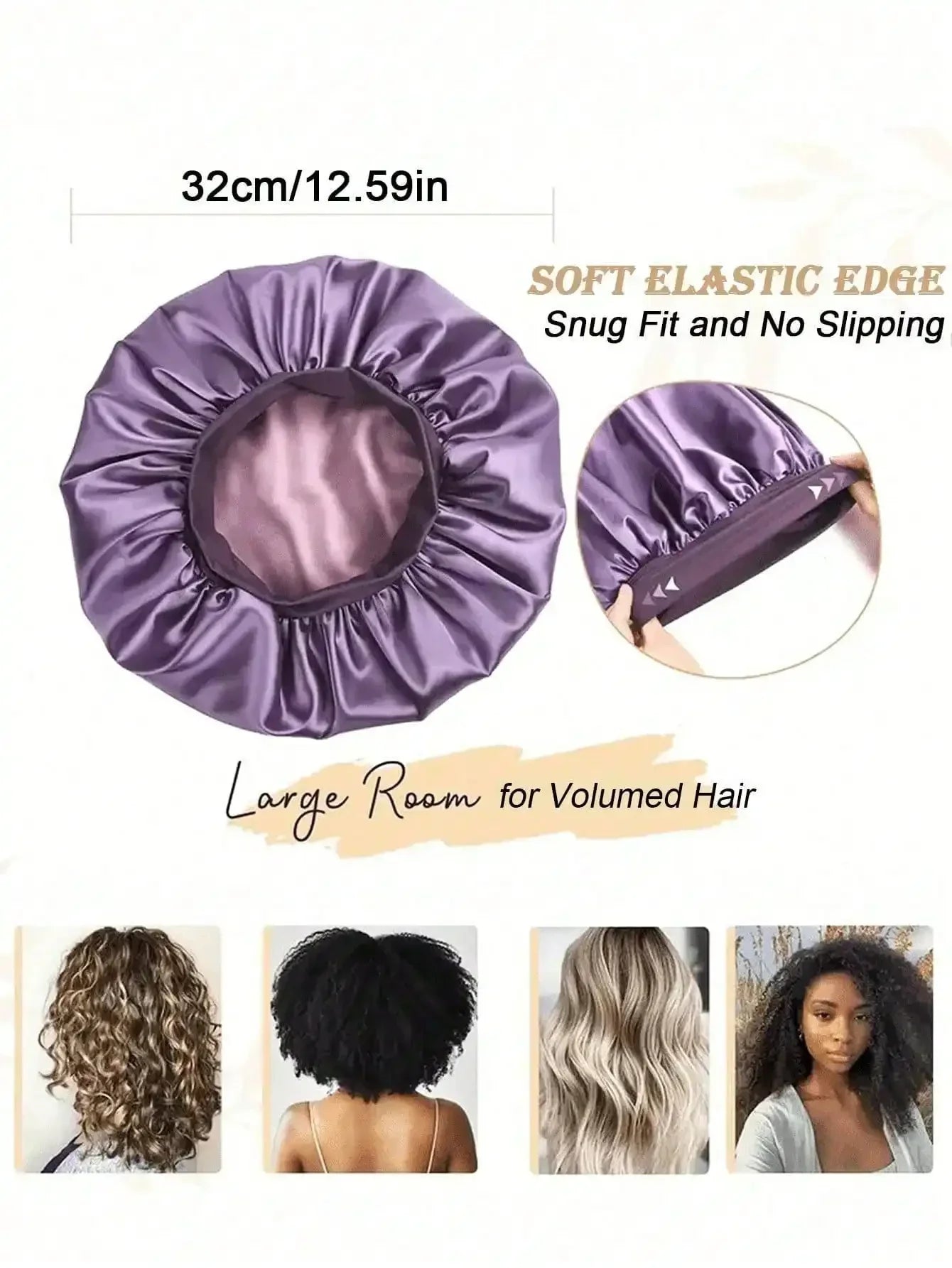 Pure Silk Sleep Cap Set For Women With Elastic Band