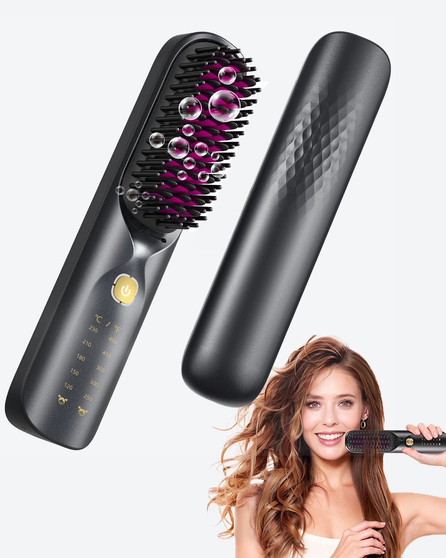 BOPCAL Cordless 2in1 Hair Comb And Curler USB Charging 10000mAh Battery