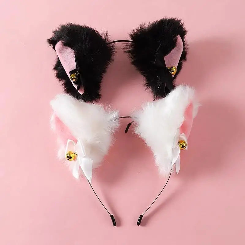 Plush Lace Cat Ears Headband For Women Cosplay Anime