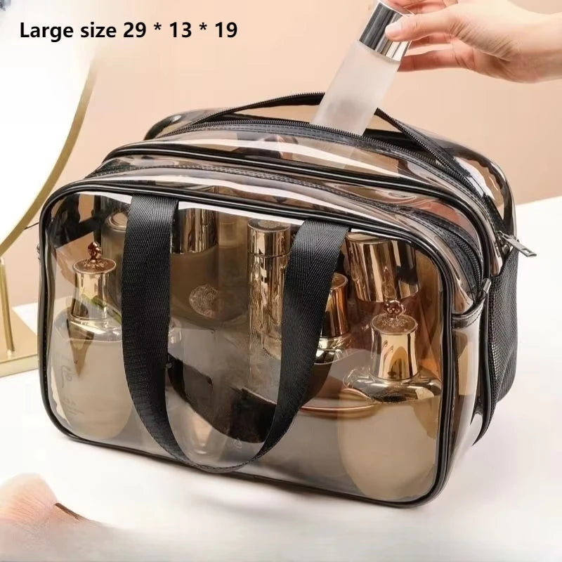 Clear Waterproof Travel Makeup Bag With Double Zipper TSA Compliant