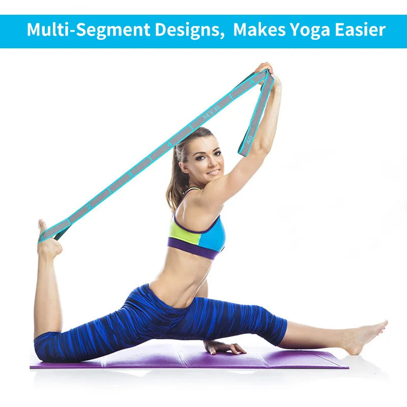 Elastic Yoga Stretching Strap With Loops For Ballet And Pilates