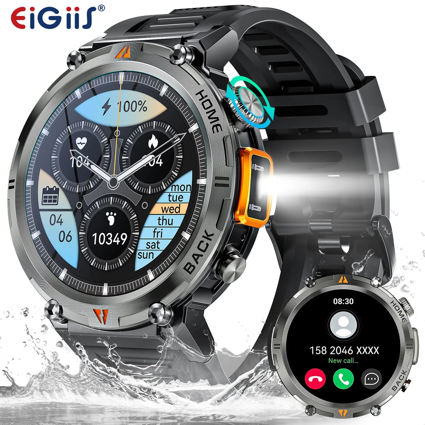 EIGIIS Bluetooth Call Smartwatch For Men Full Touch Heart Rate