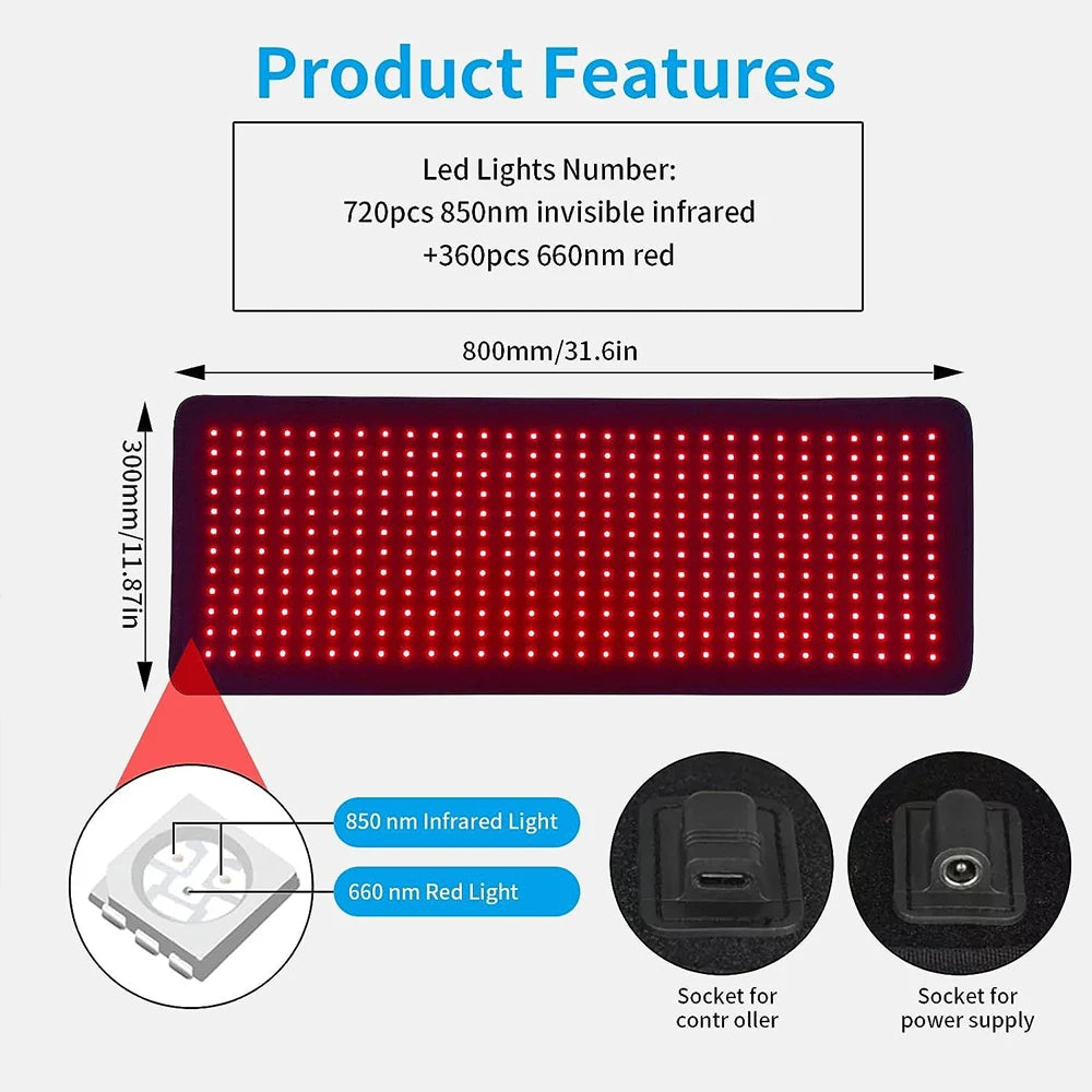 Red Light Therapy Pad Infrared LED Back Massager Belt