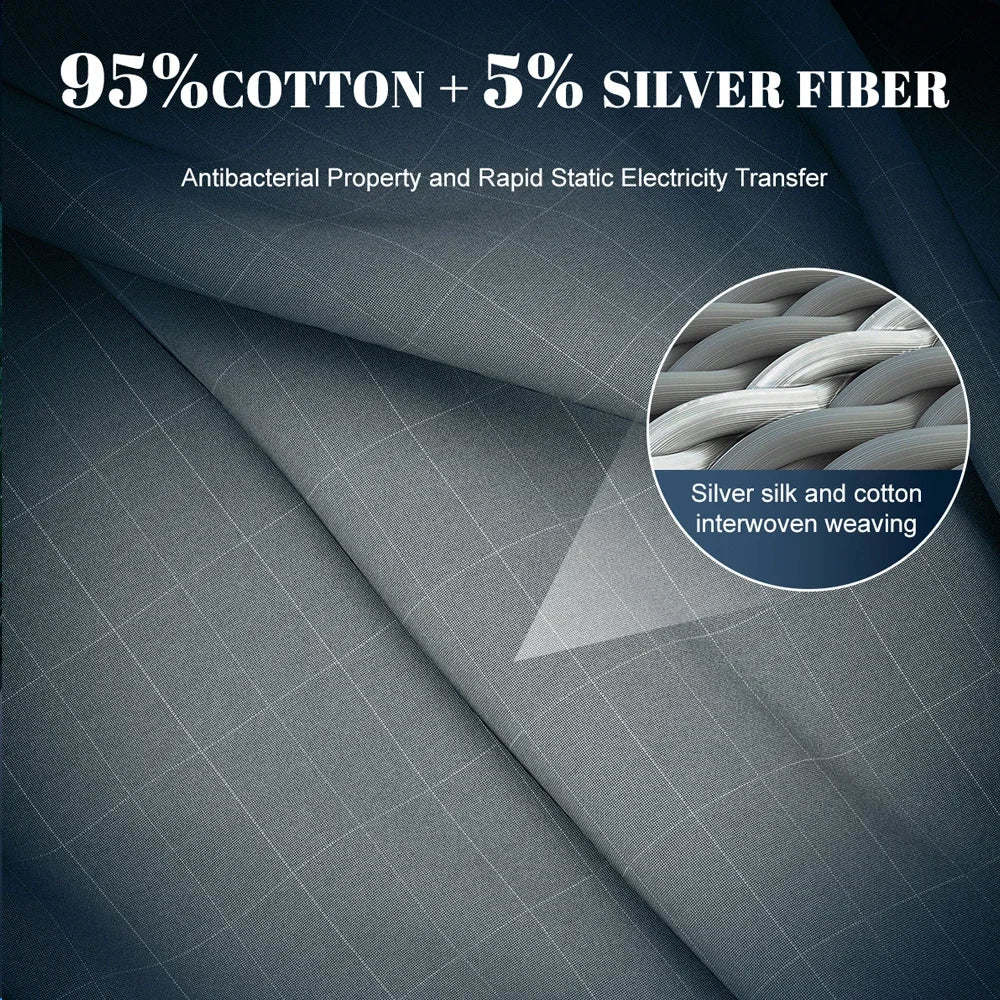 Astarexin Earthing Fitted Sheet Organic Cotton Conductive Silver Fiber Grounding