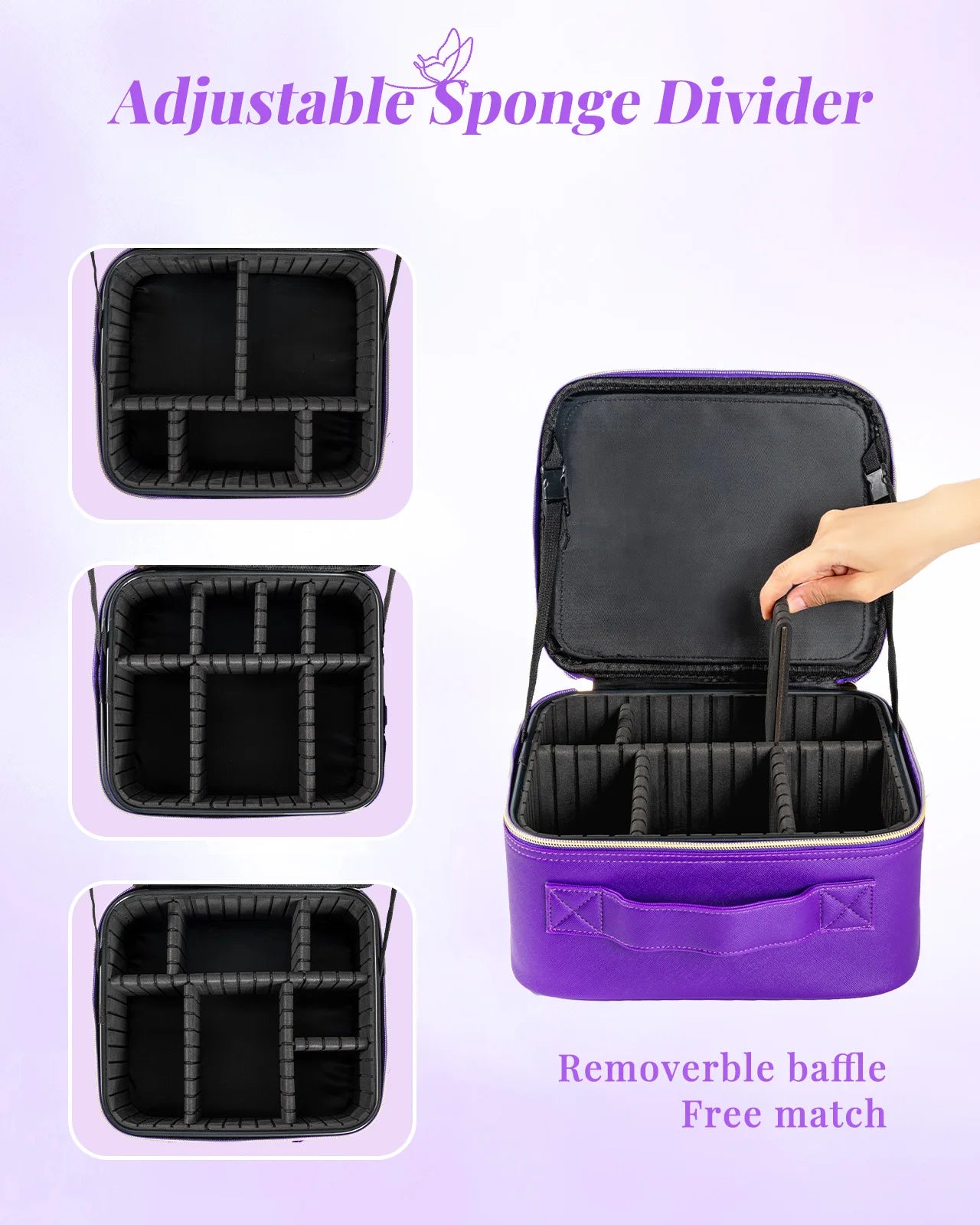 Makeup Bag With Mirror Embroidery Brush Tool Storage Travel Cosmetic Case
