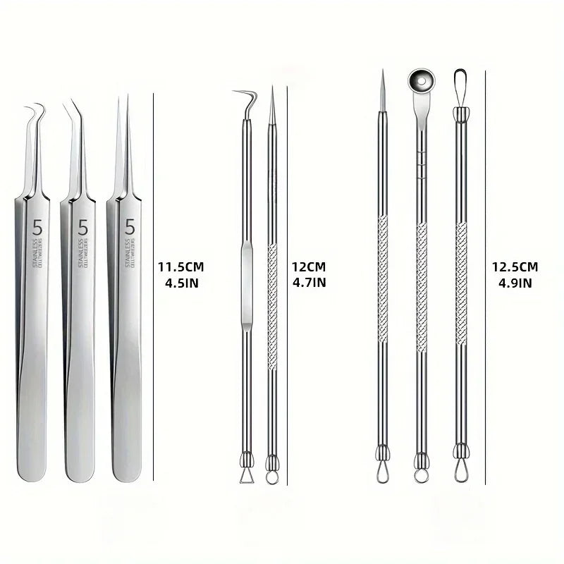 Stainless Steel Skin Care Tool Set Blackhead Pimple Removal 4 7 8 Pieces