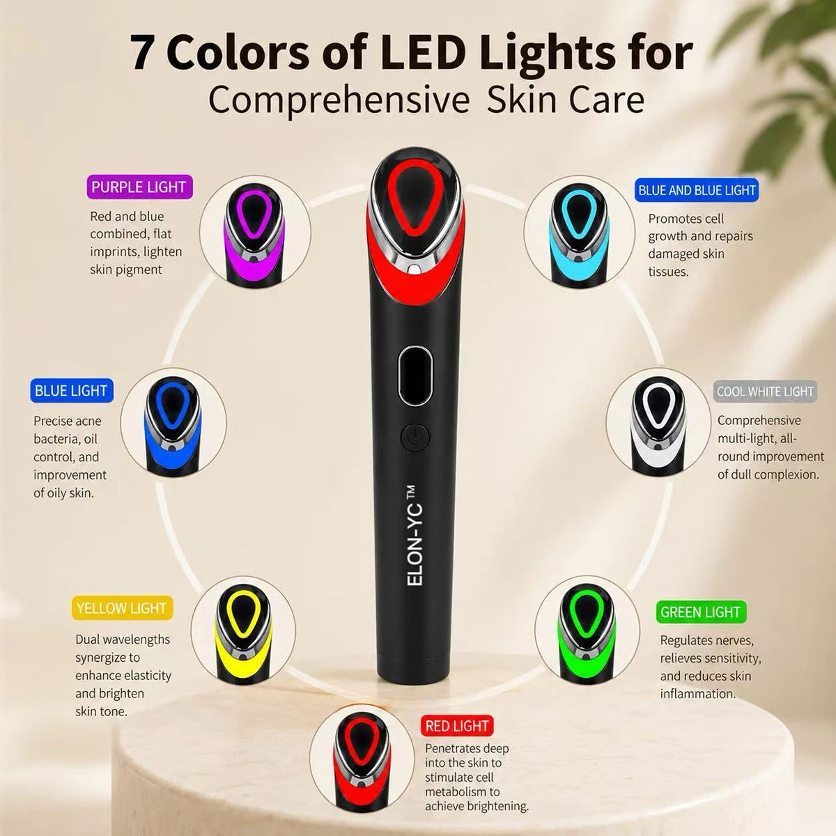 7 Colors EMS Face Massager Microcurrent Beauty Device For Skin