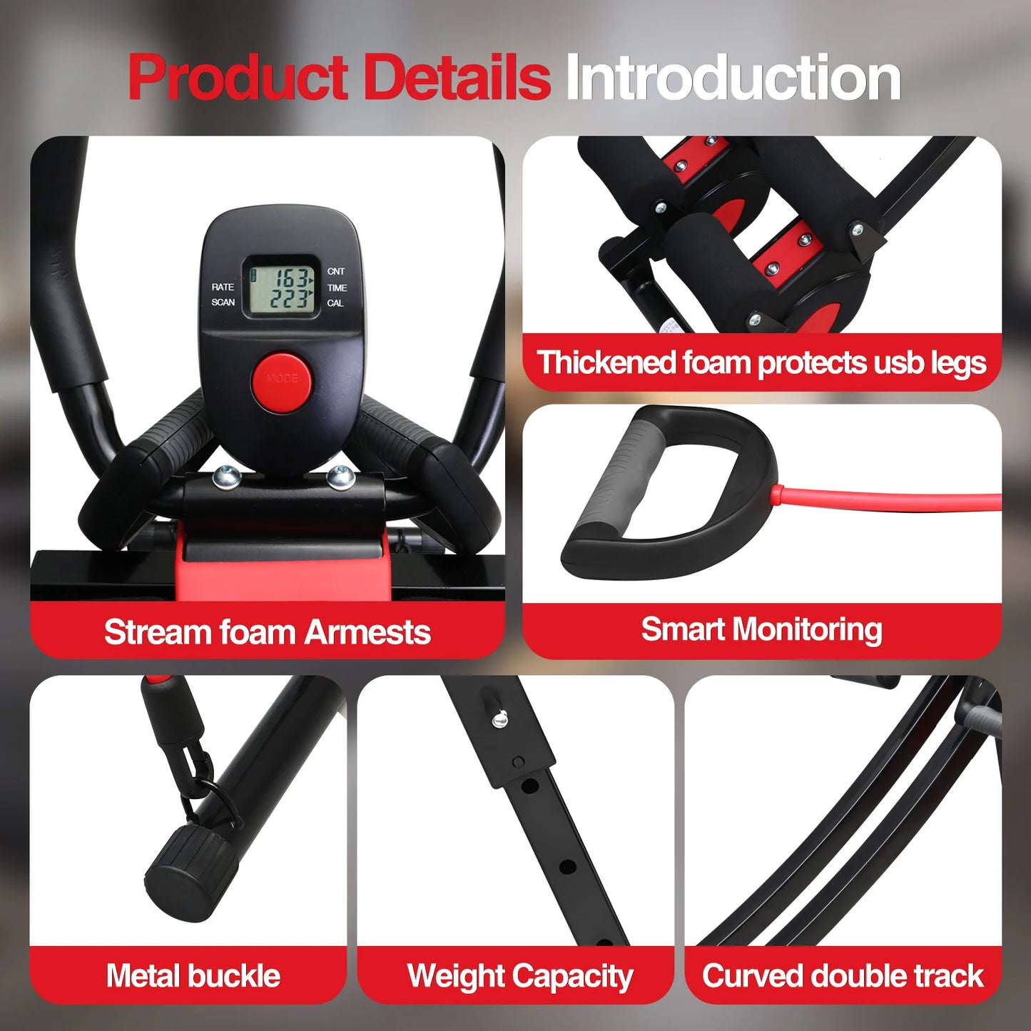 Abdominal Curling Exercise Machine Adjustable Dual Track Core Trainer