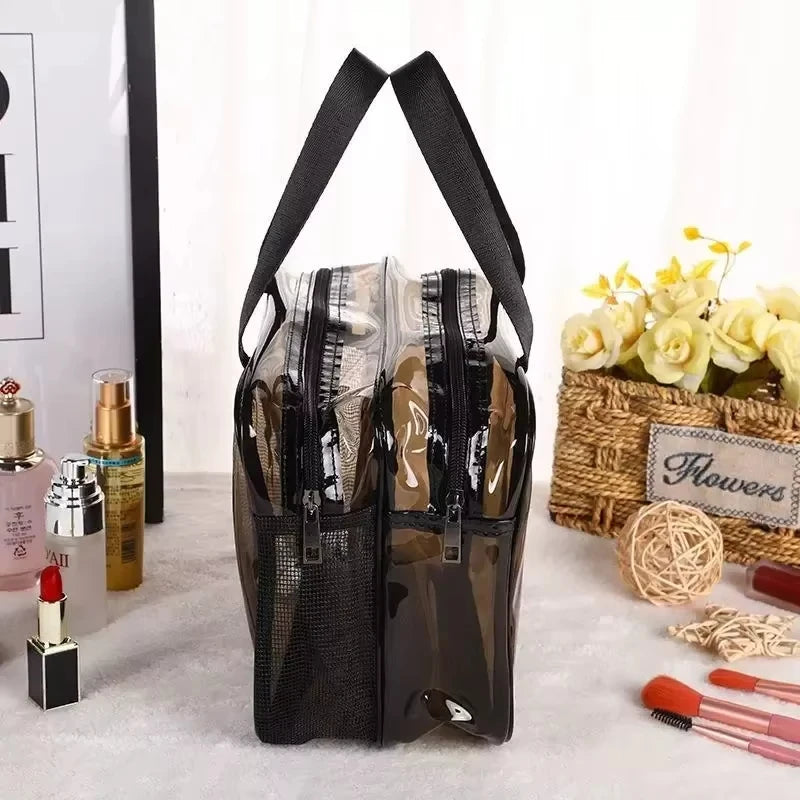 Clear Waterproof Travel Makeup Bag With Double Zipper TSA Compliant
