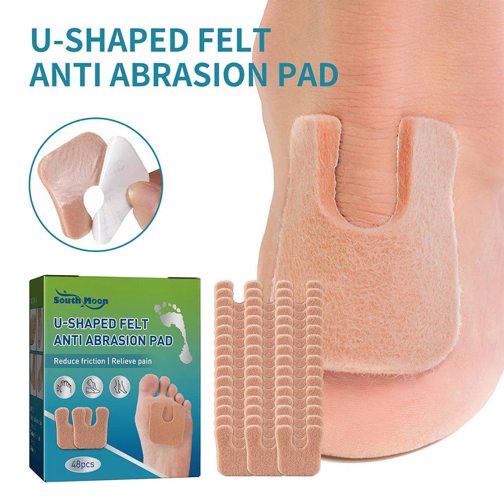 Anti Callus Foot Cushions U Shaped Felt Pads 48pcs